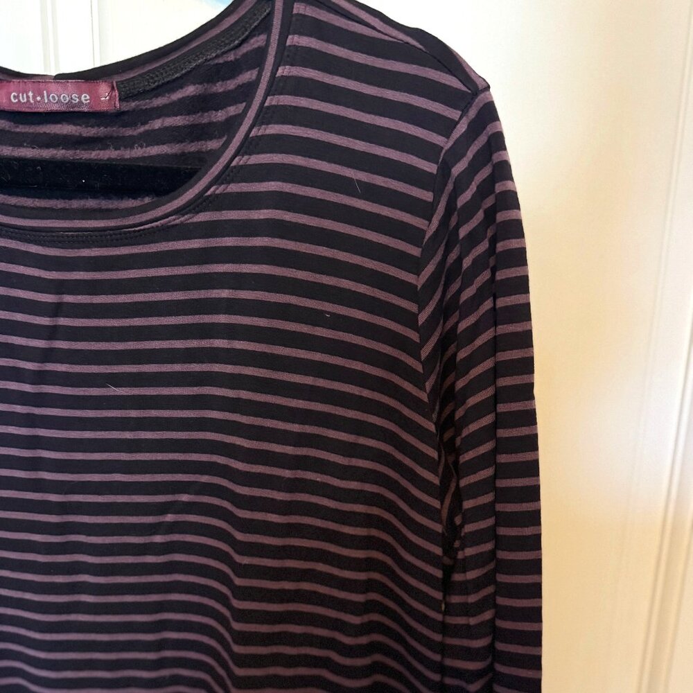 French Terry Purple Stripe Dress by Cut Loose